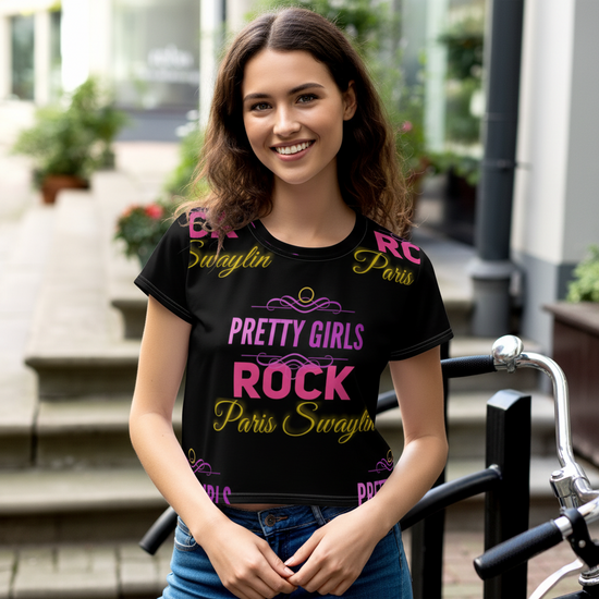 Pretty Girls Rock Psway All-Over Print Crop Tee